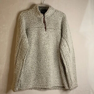 True Grit American Outdoor Co. 1/4 Zip Sherpa Pullover Light Gray Medium